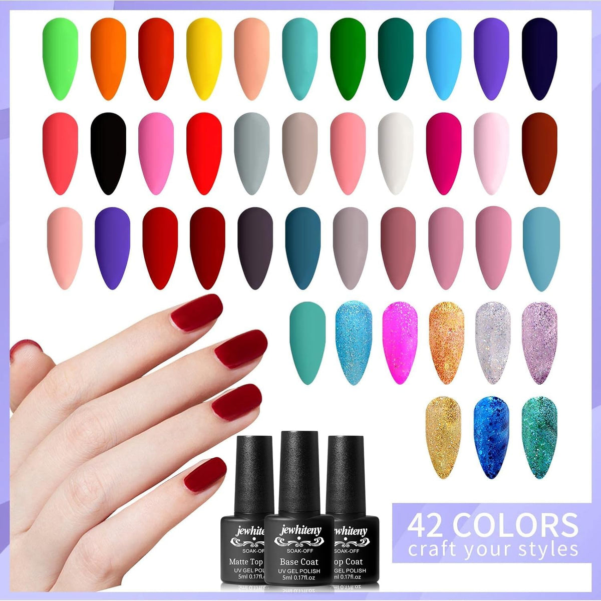 JEWHITENY glitter shade sparkle showing accent options for festive nails