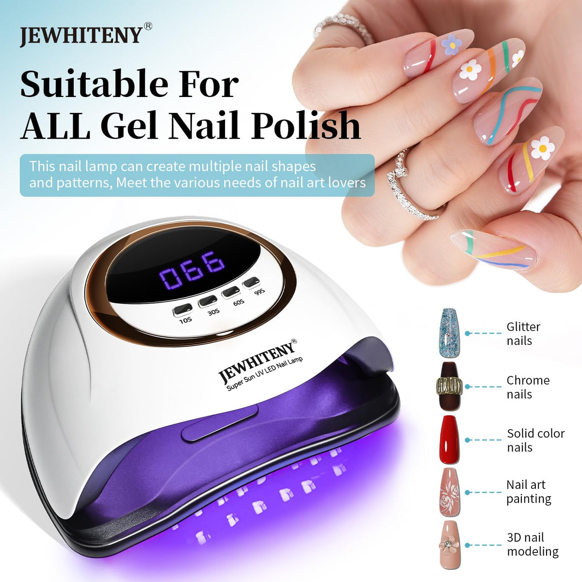 JEWHITENY close-up of 66 LED array for even, rapid gel curing