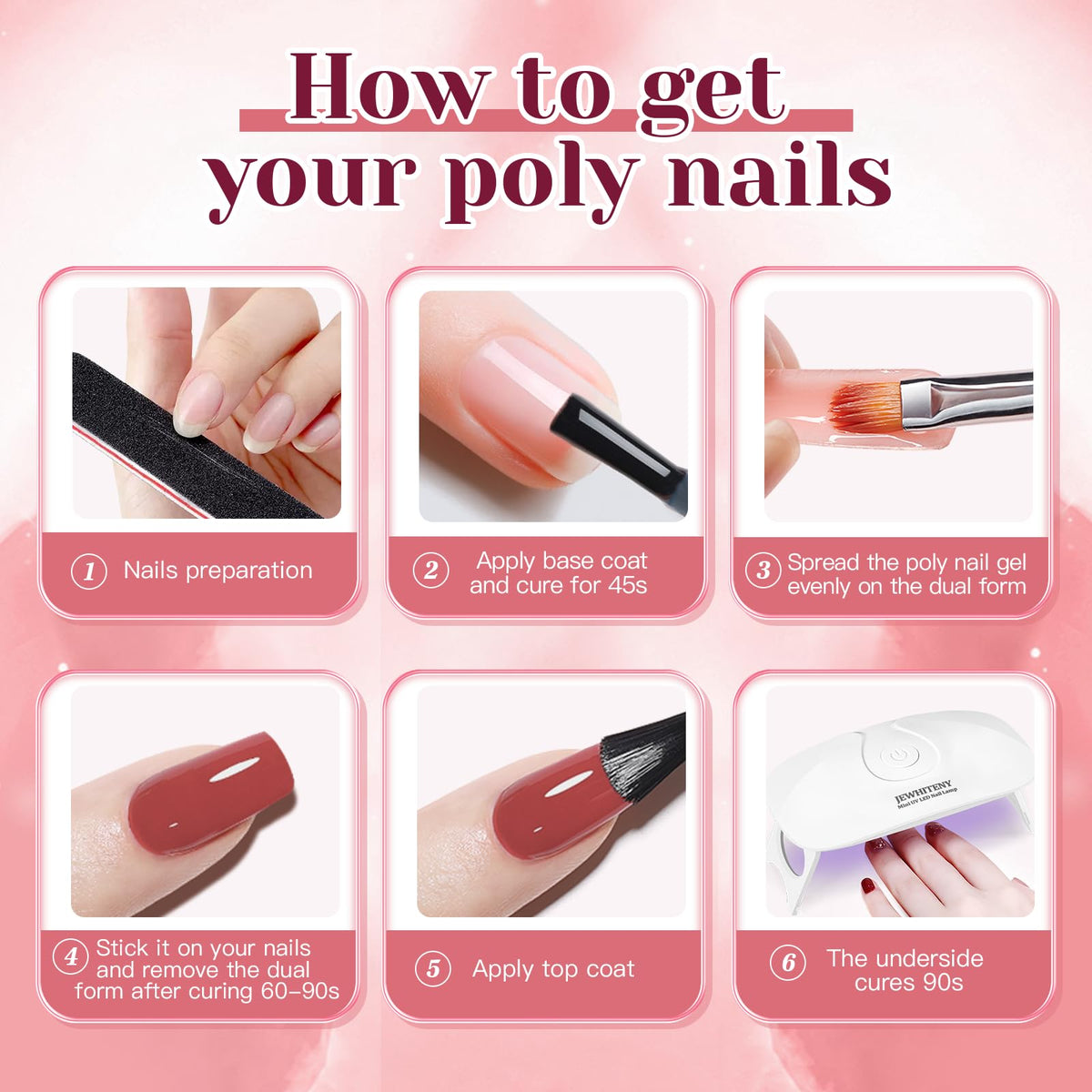 JEWHITENY lifestyle image of home manicure setup for easy DIY extensions