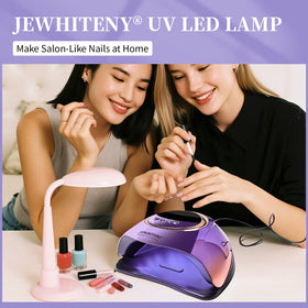 JEWHITENY on vanity with manicure tools showing stylish decor benefit salon-ready look