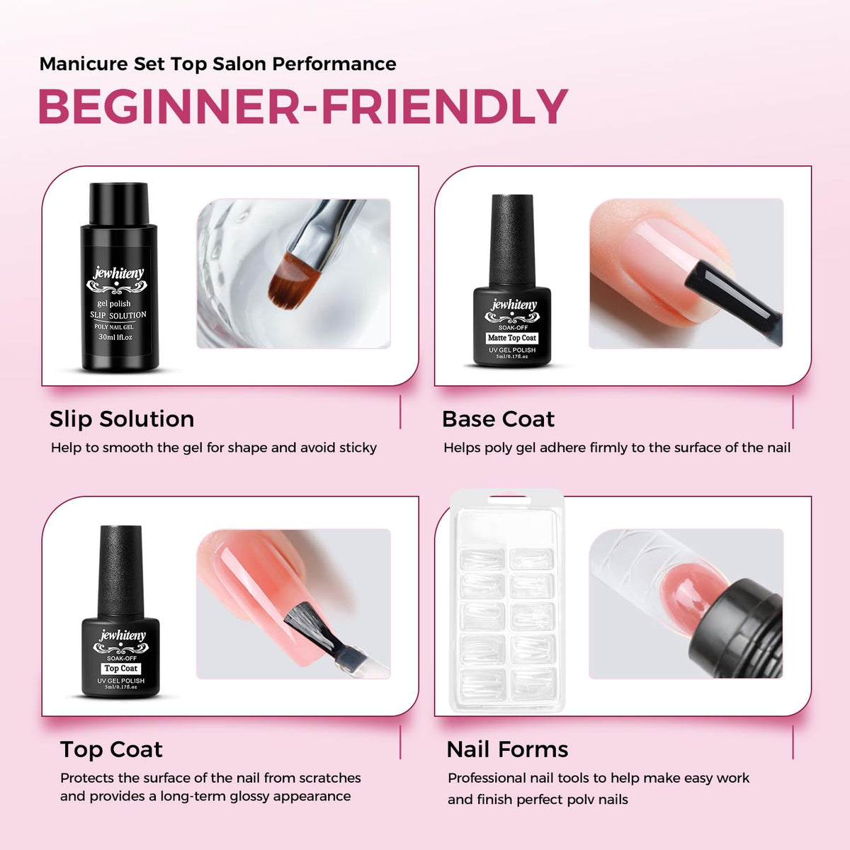 JEWHITENY finished manicure on hand for durable, polished appearance