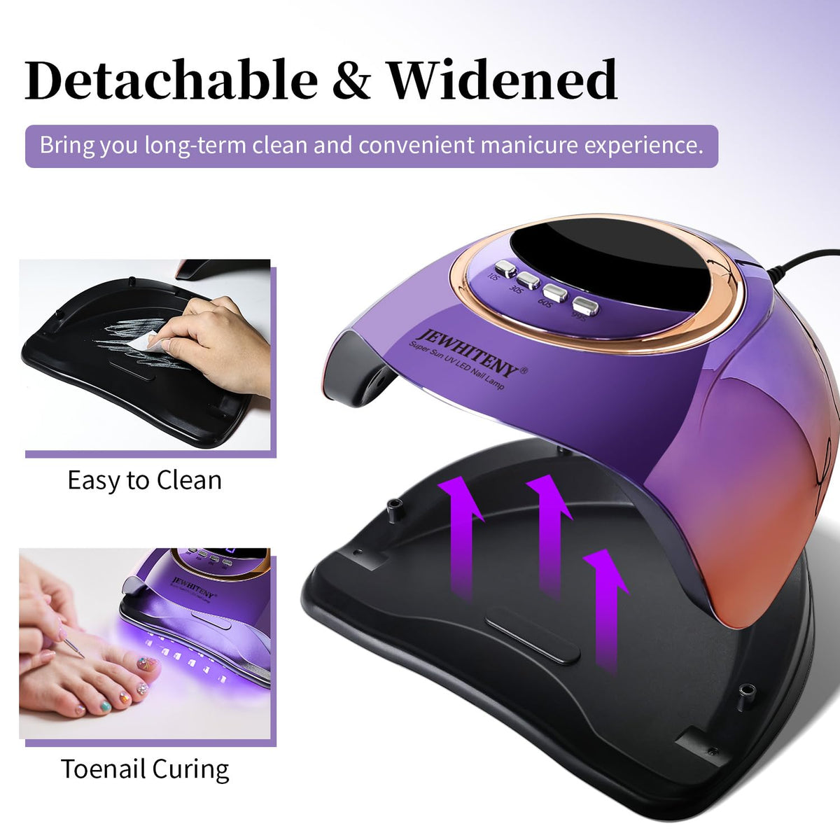 JEWHITENY removable base detail showing easy cleaning benefit versatile pedicures