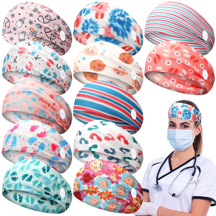 Jexine headbands front packaging showing 12 colorful designs and value