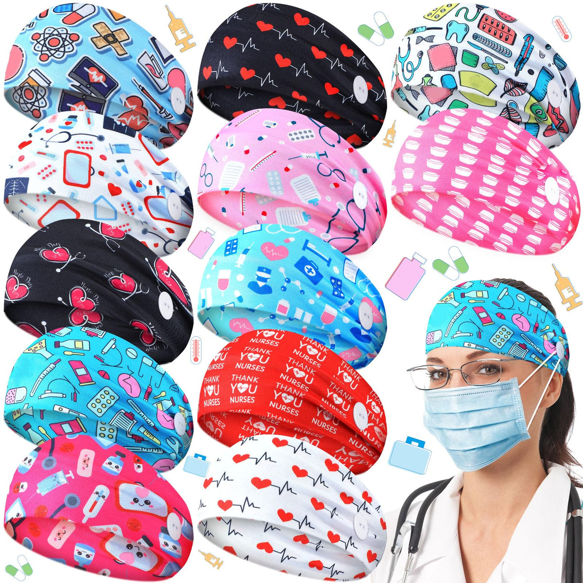 Jexine headband front packaging showing a 12-piece set and benefits