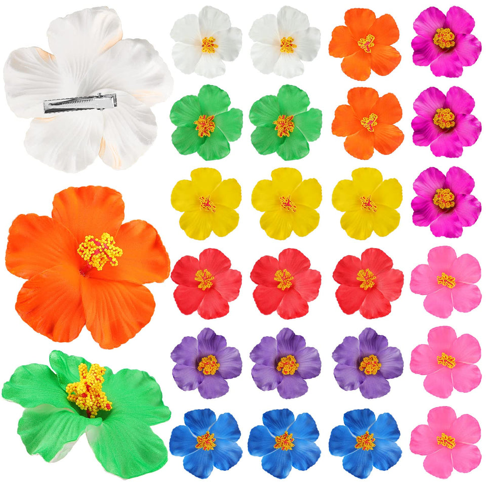 Jexine front view of 27-piece hibiscus clips showing colorful set and packaging benefits