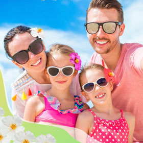 Jexine flower clip worn in hair on beach adding tropical style to outfit