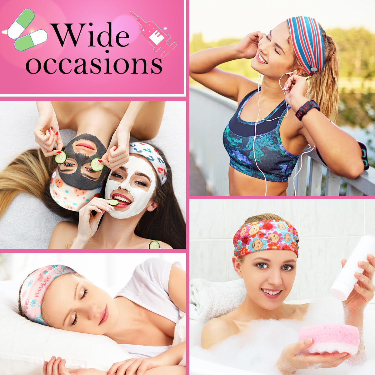 Jexine headband in yoga scene keeping sweat off forehead during exercise