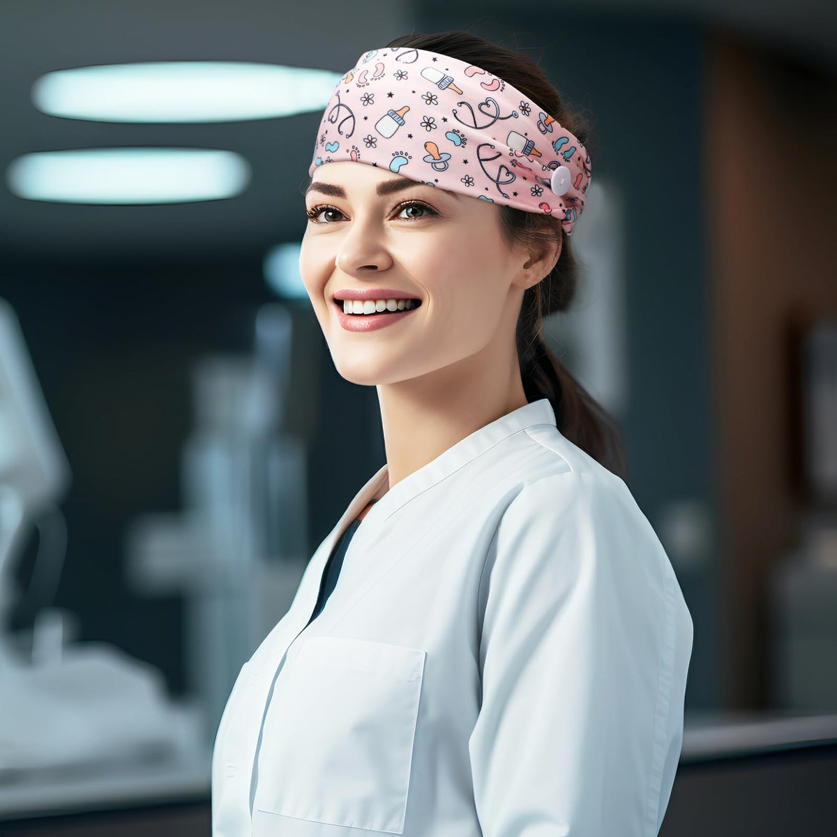 Jexine headband held in hand showing compact one-size dimensions