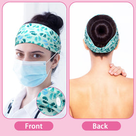 Jexine headband worn by nurse in scrubs for reduced ear pressure