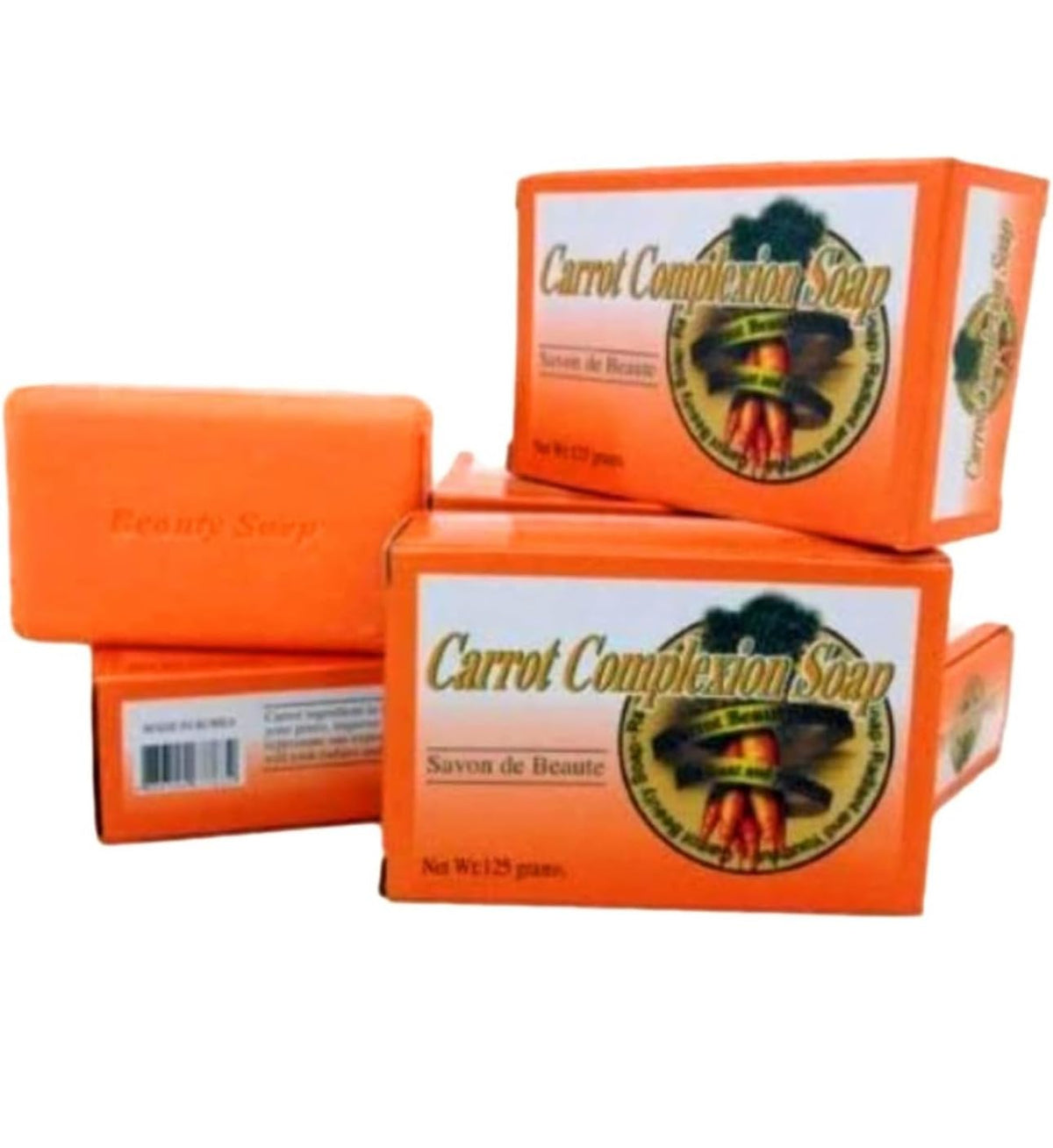 Jheppbay front packaging of carrot complexion soap shows bar and benefits