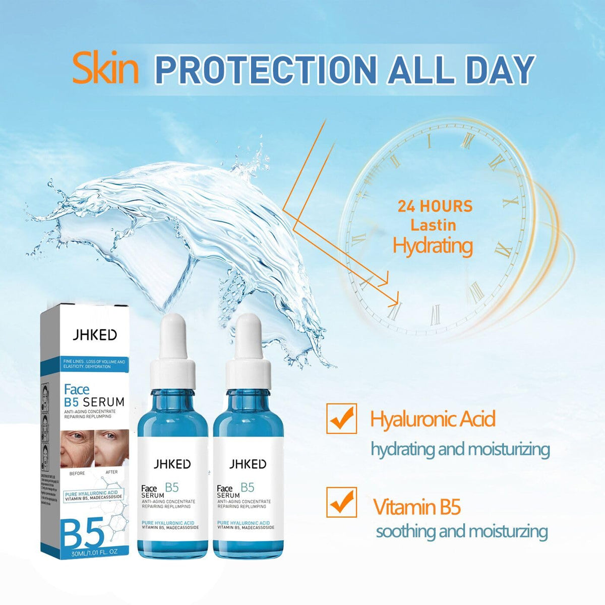 JHKED applying serum to cheek for visible plumping benefit