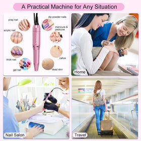 JIASHENG electric nail drill being used in a manicure demonstrating efficient nail shaping