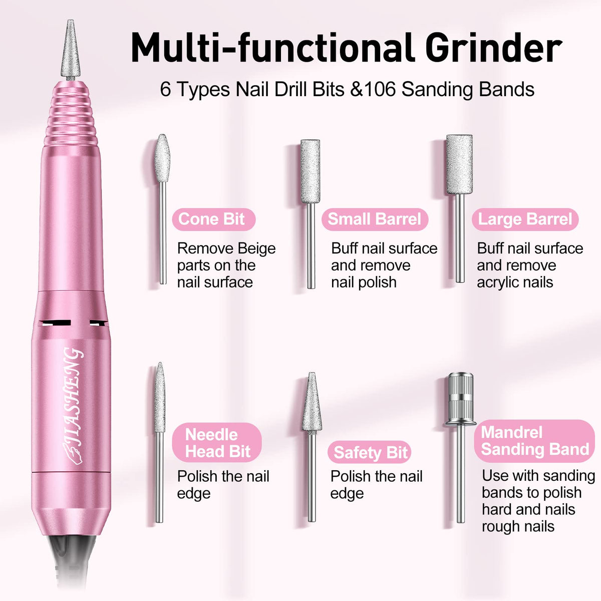 JIASHENG sanding bands spread out showing included 100-piece assortment for different grits