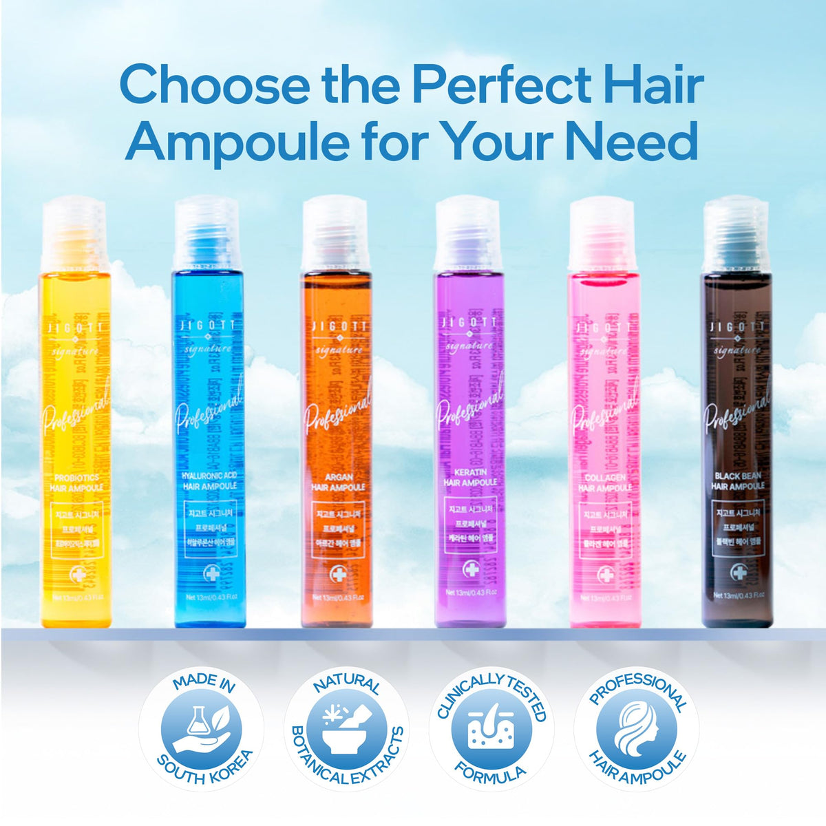 Jigott ampoule beside hand to show 13ml scale for travel-friendly treatment