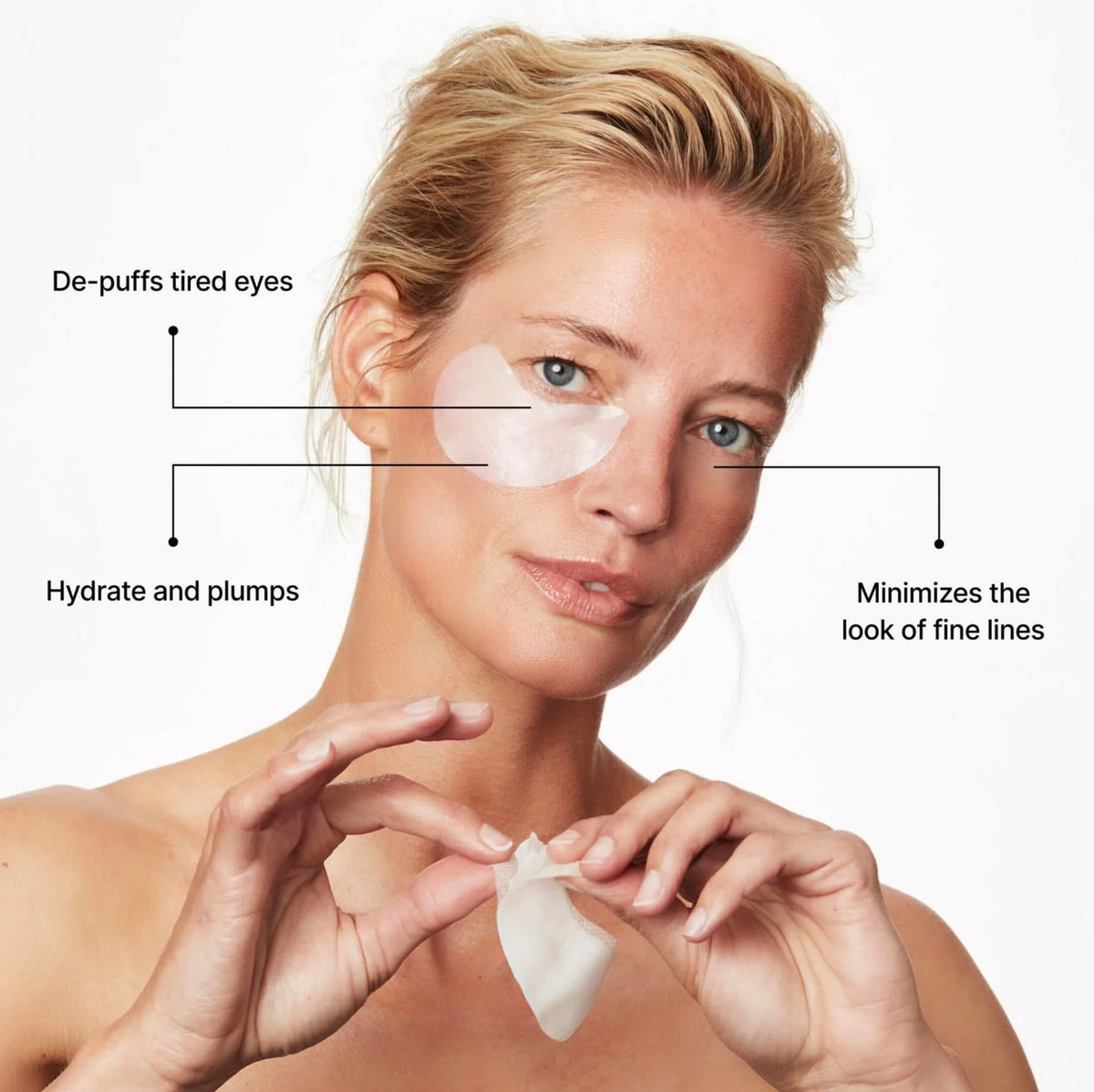 Jillian Dempsey application under eye demonstrating comfortable fit and instant cooling