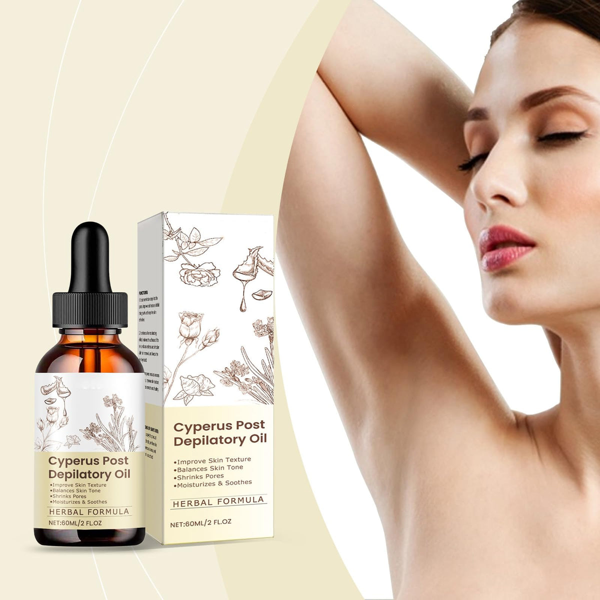 JISKG bottle close-up label highlighting pure cyperus seed oil benefit