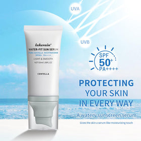 JISKG two travel-sized centella sun serums flatlay ideal for on-the-go protection