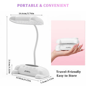 JIUWIIL lamp in a travel kit lifestyle scene for portable salon-quality on the go