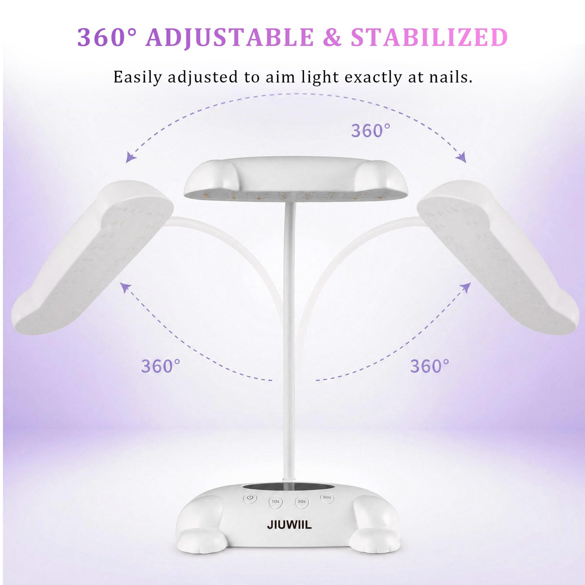 JIUWIIL lamp showing no bottom plate for easy toenail positioning and comfort