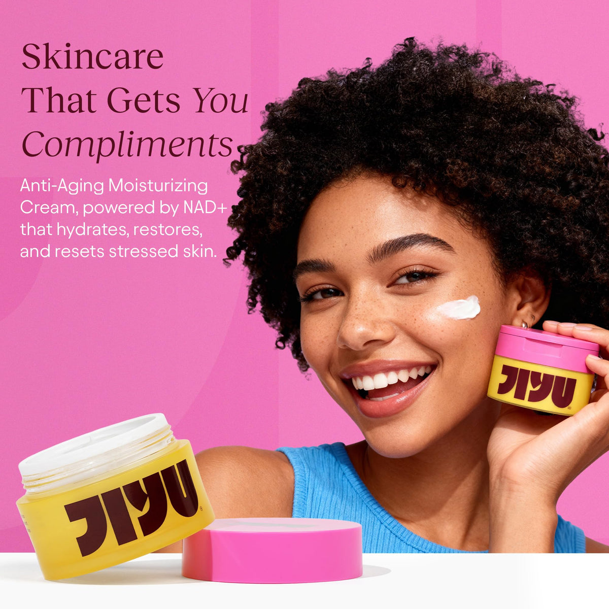 JiYu open jar close-up showing creamy texture and quick-absorbing hydration benefit