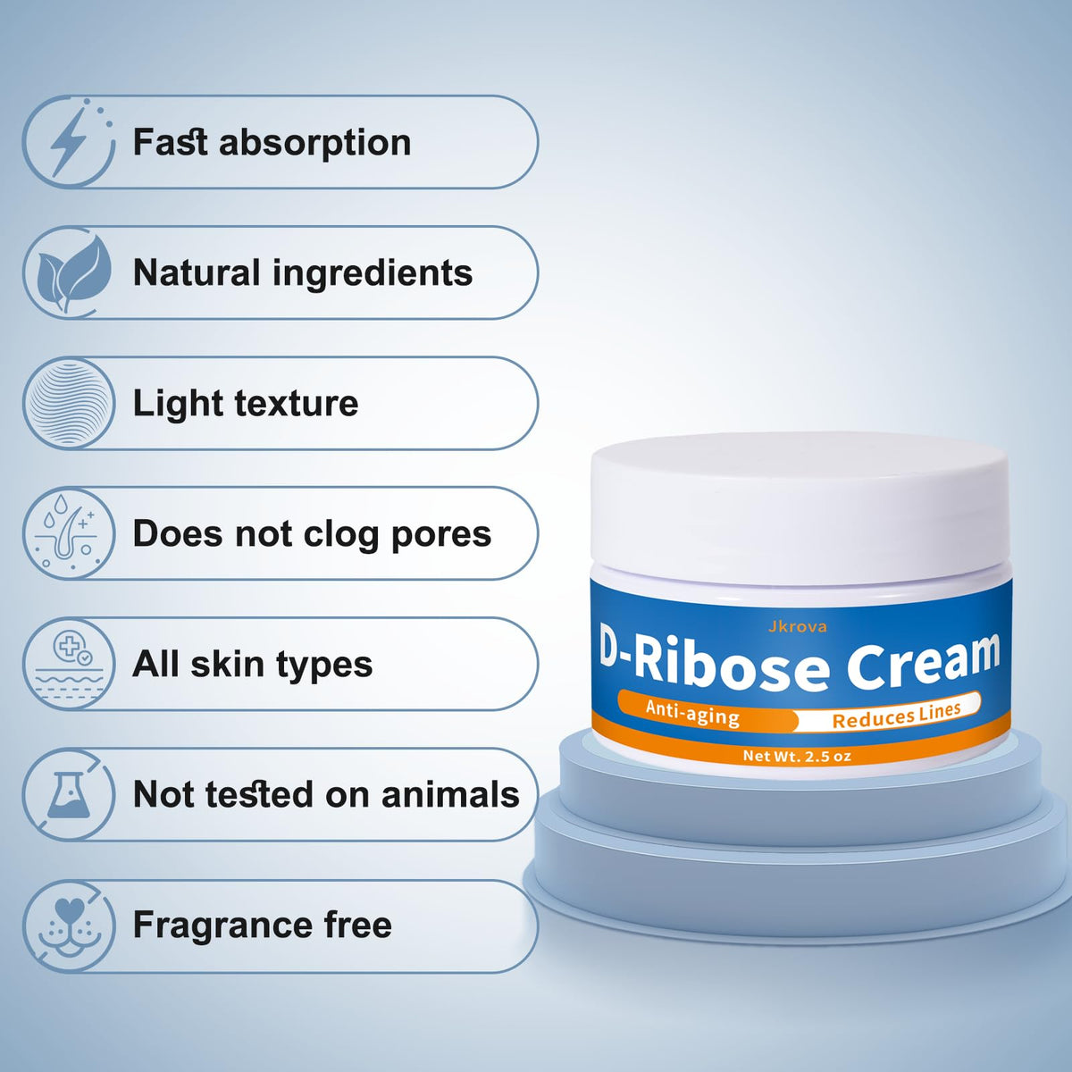 Jkrova jar on bathroom vanity showing daily routine convenience and firmness benefit