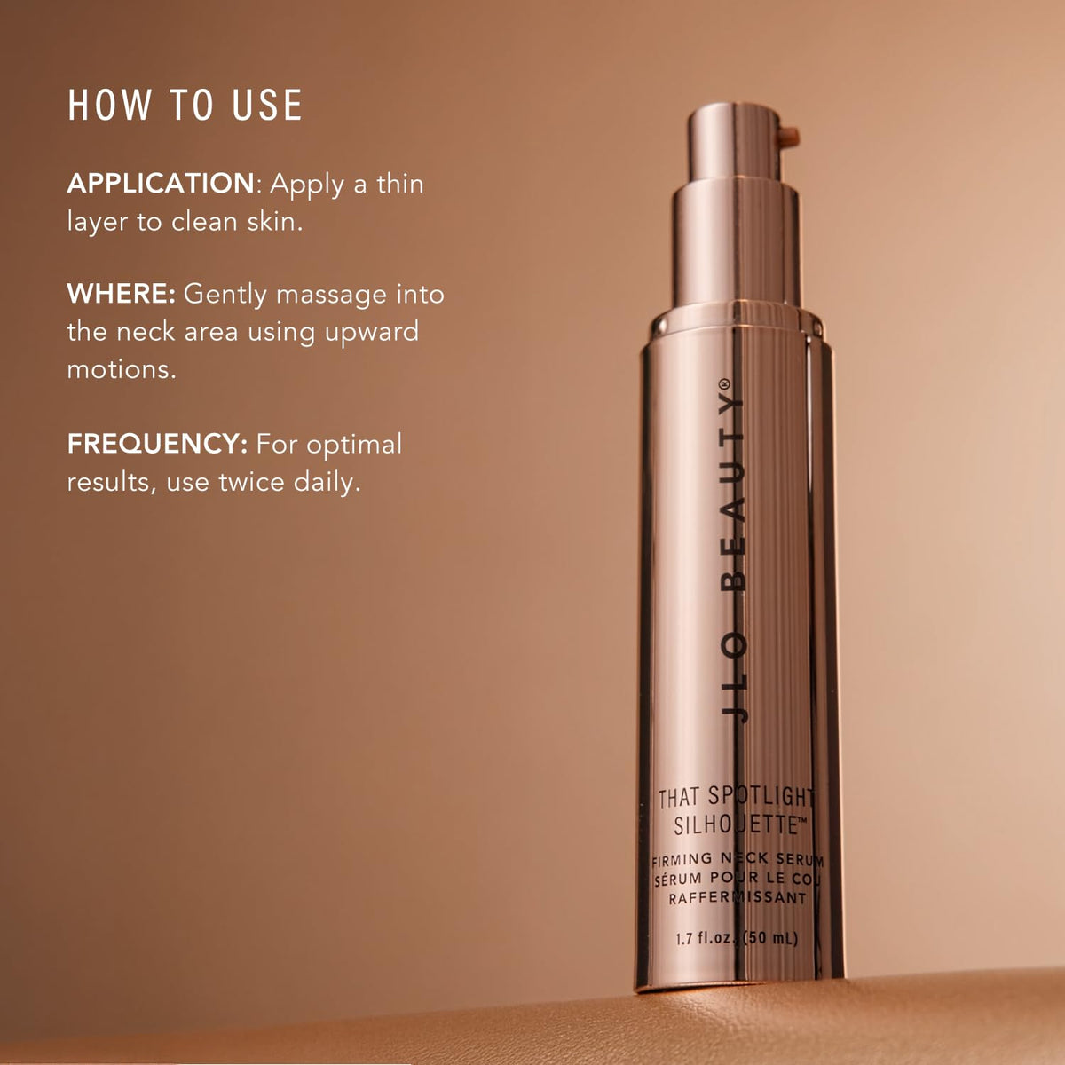 JLO BEAUTY application on neck and jawline illustrating sculpting and smoothing