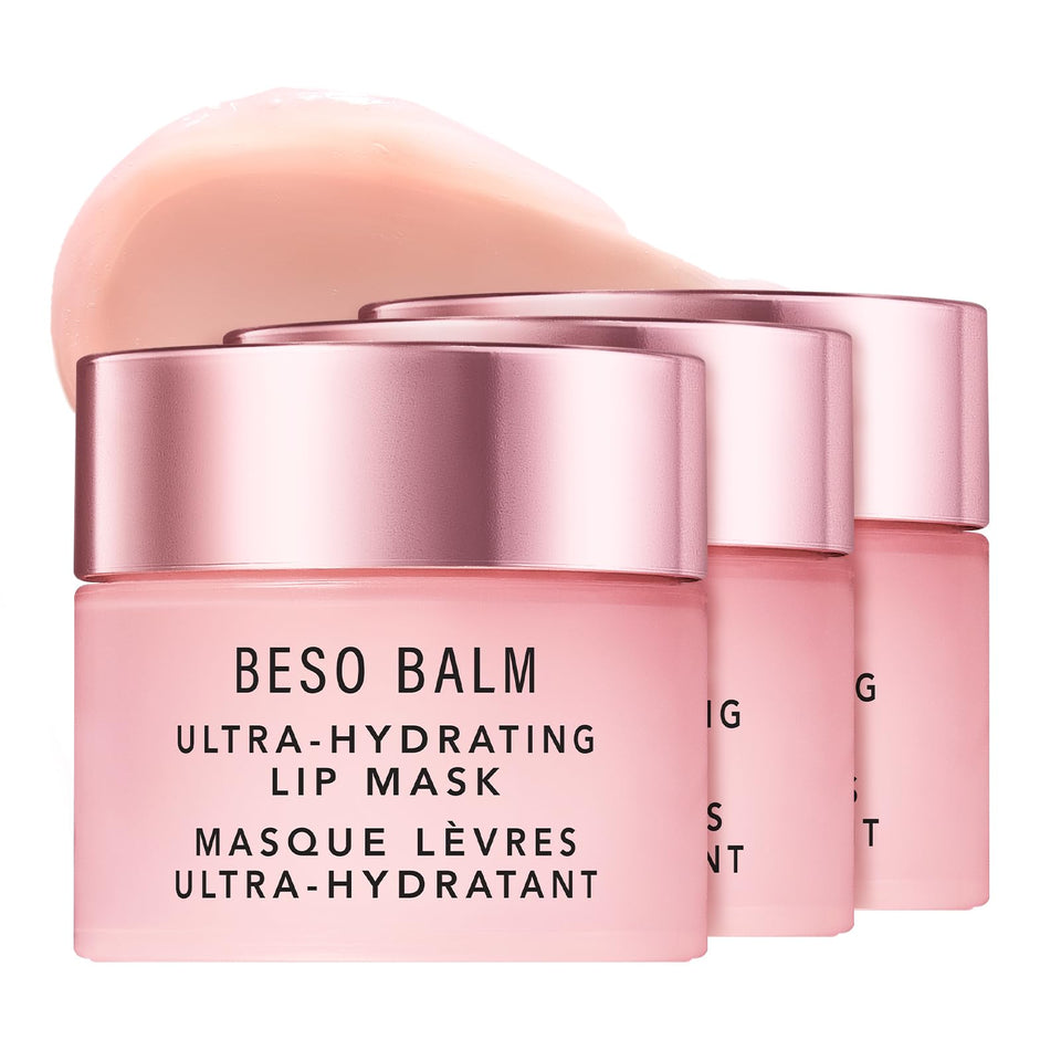 JLO BEAUTY front packaging showing three balm tubes and glossy finish benefit
