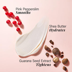 JLO BEAUTY ingredient layout with hyaluronic acid and botanicals highlighted