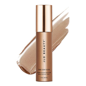JLO BEAUTY bottle front view showing rose gold glow product benefits