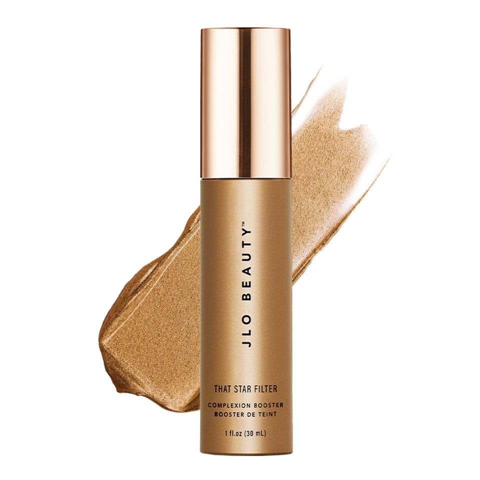 JLO BEAUTY front packaging showing warm bronze drops for instant radiance