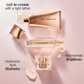 JLO BEAUTY gel cream cleanser texture transforming gel to cream for gentle cleansing