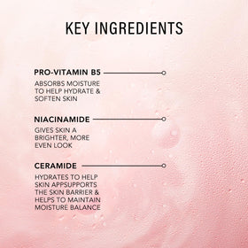 JLO BEAUTY ingredient bottles highlighting niacinamide and hyaluronic benefits