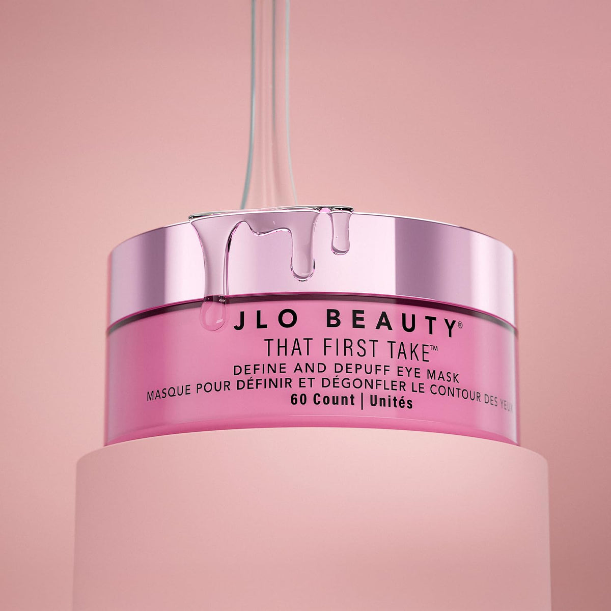 JLO BEAUTY ingredient display with peptides and hyaluronic acid for smoothing