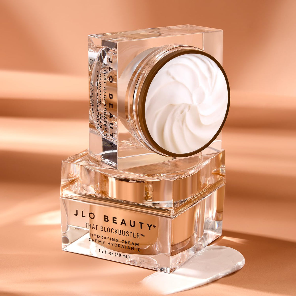 JLO BEAUTY label close-up showing ingredients, provides transparency and benefits