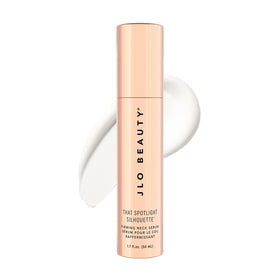 JLO BEAUTY front packaging of neck serum showing bottle and label benefits