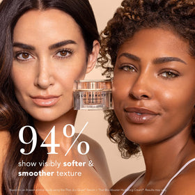 JLO BEAUTY jar next to nighttime products, suggests evening routine compatibility