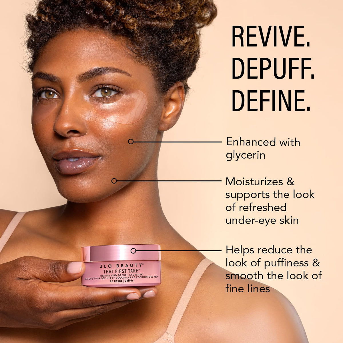 JLO BEAUTY close-up hydrogel texture highlighting cooling, no-slip feel