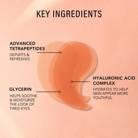JLO BEAUTY patches applied under eyes demonstrating immediate depuffing effect