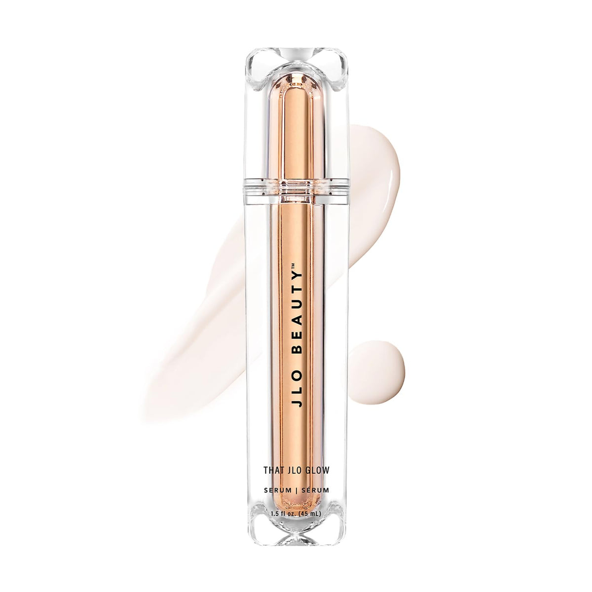 JLO BEAUTY front packaging showing serum bottle and brand glow