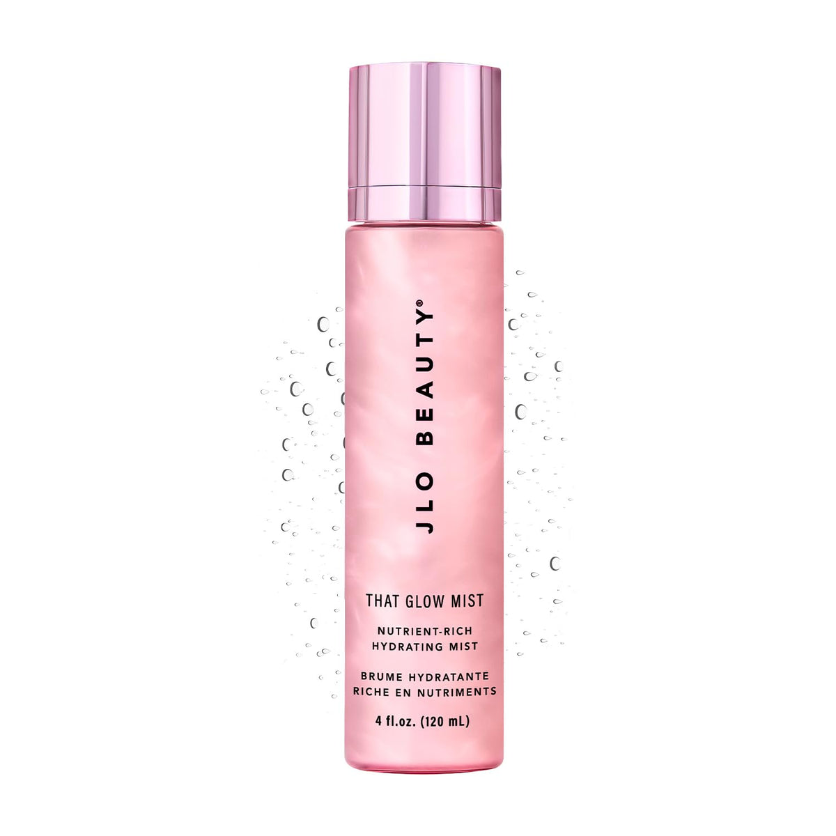 JLO BEAUTY front packaging showing bottle and glowing finish benefit