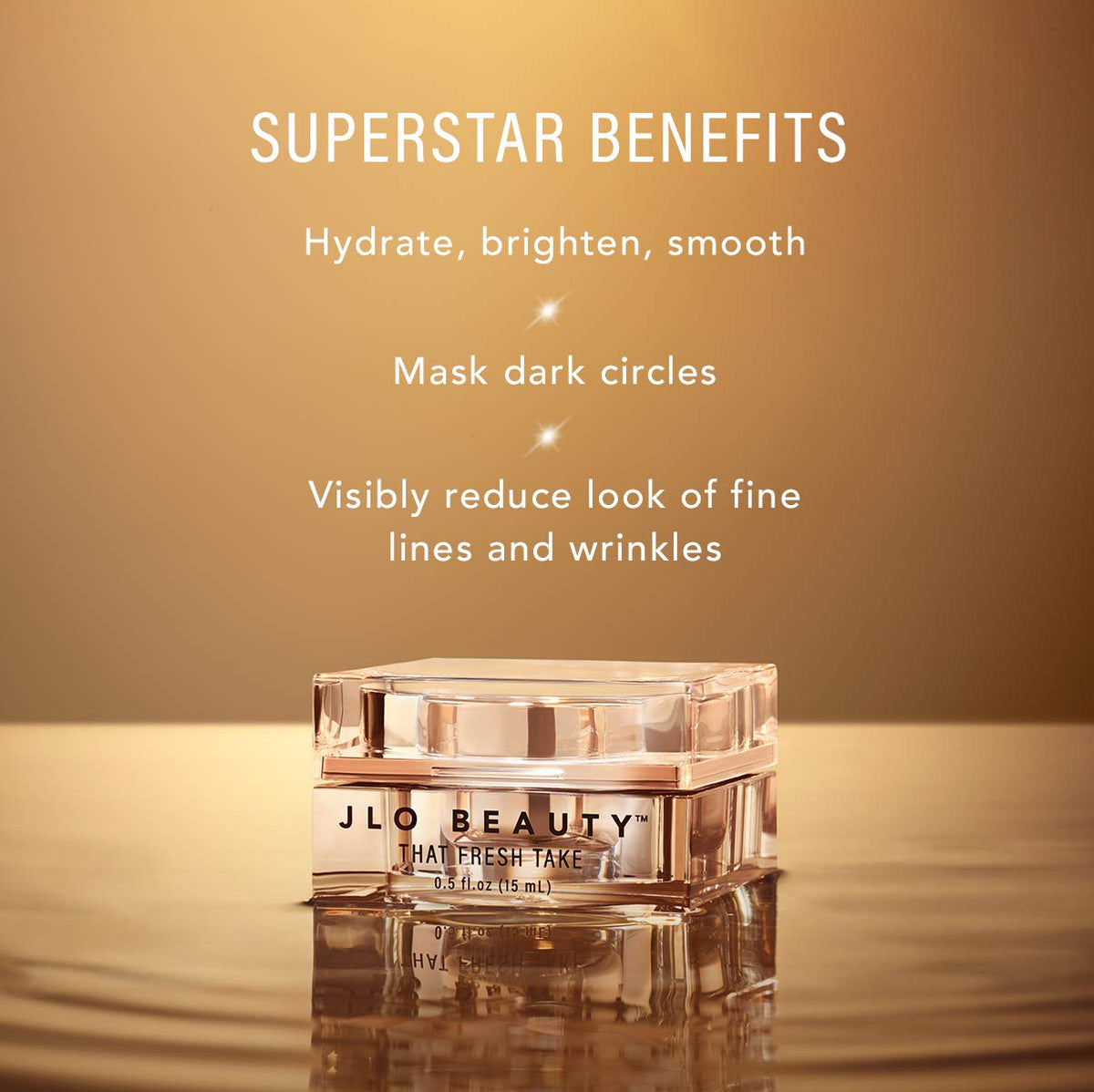 JLO BEAUTY application with ring finger demonstrating gentle patting benefit