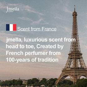 jmella back label ingredients list visible to highlight French perfume collaboration