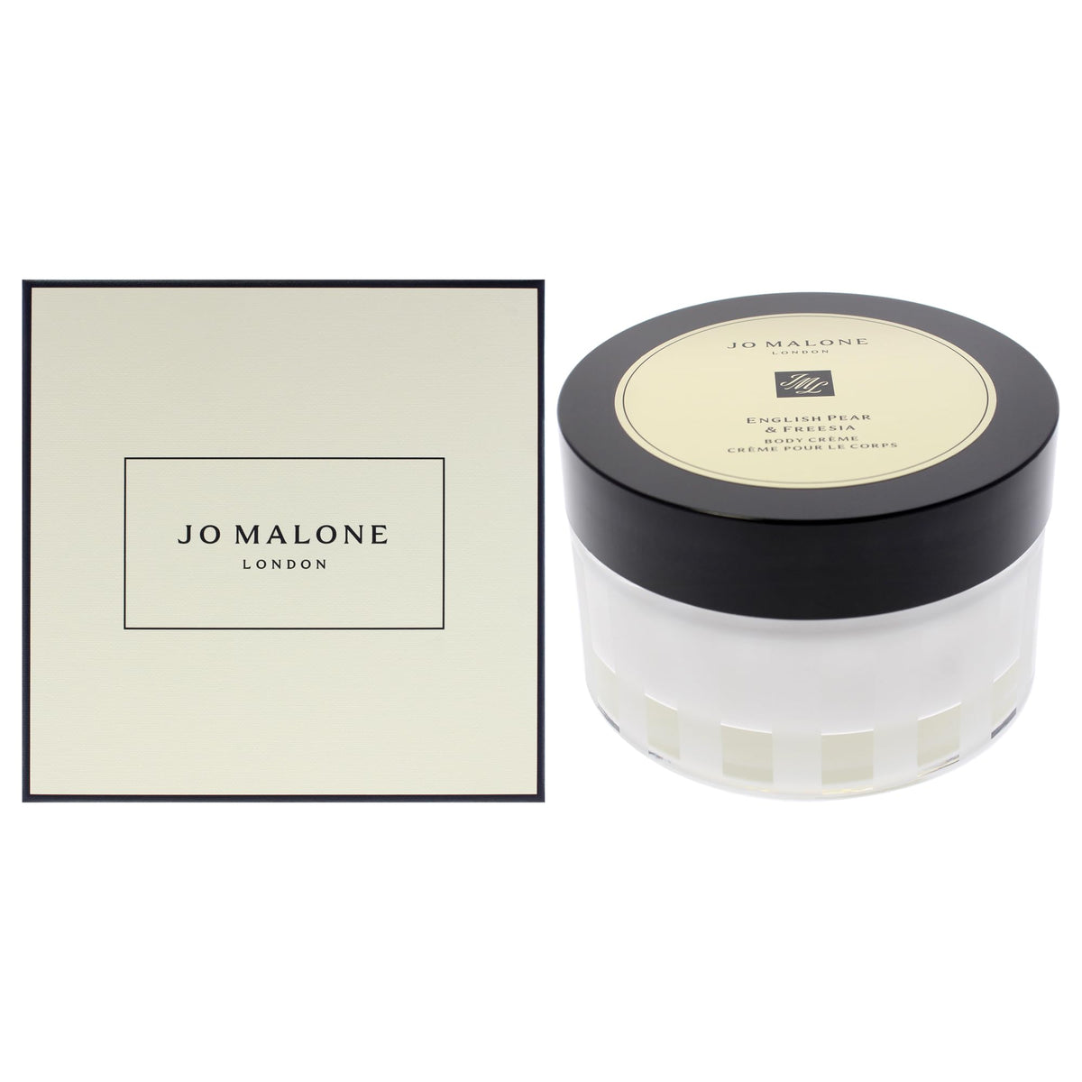Jo Malone jar front view showing elegant body crème packaging and unisex appeal