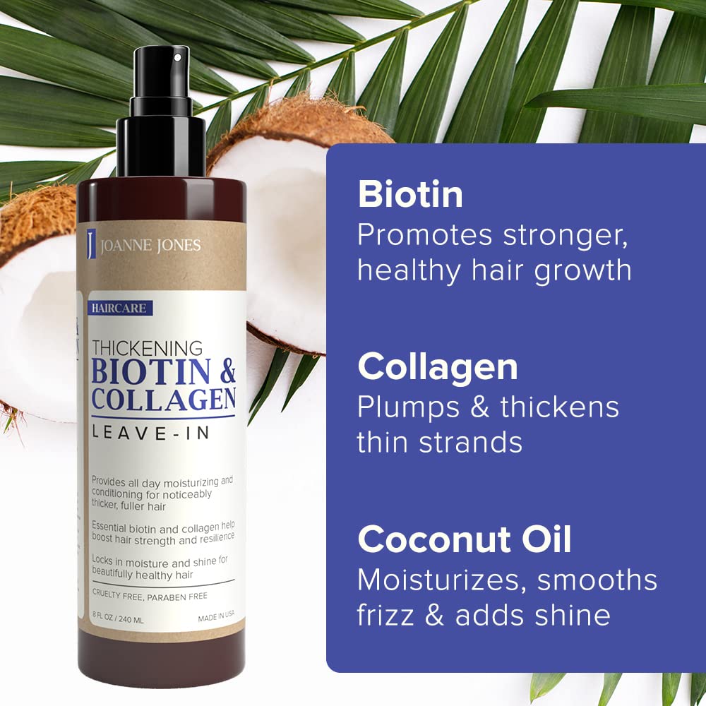 Joanne Jones ingredients label detail showing biotin and collagen benefits