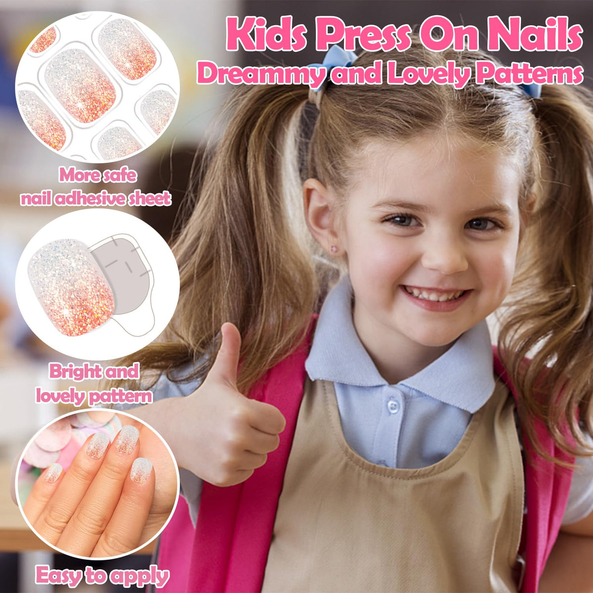 JOAOYO view of pre-glued backing on nails for quick, mess-free application