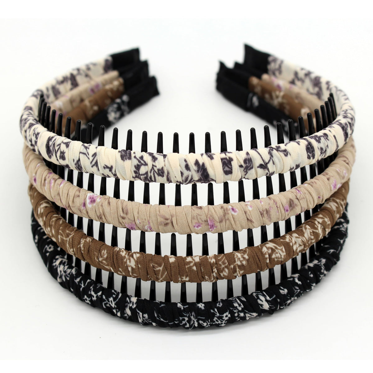 JOBAND front view of four-pack headbands showing colors and slim profile for easy storage