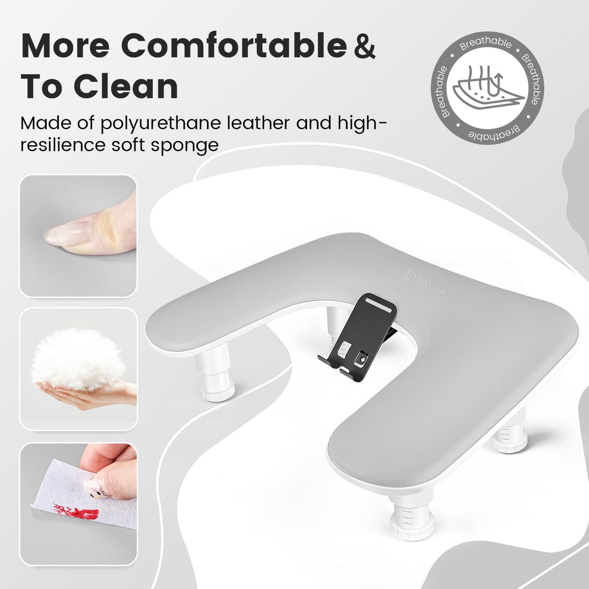 JODSONE arm rest pictured in salon setting improving client comfort