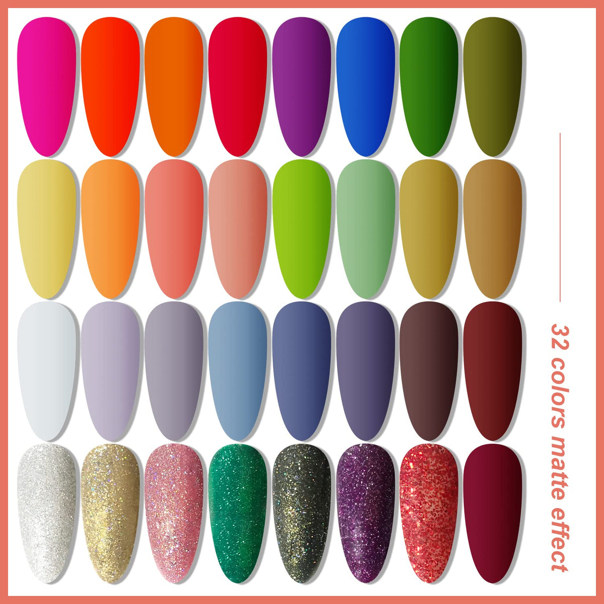 JODSONE base coat and glossy matte glitter top coats for finish options