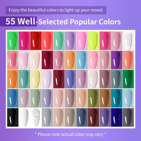 JODSONE 55-color array flatlay highlighting wide shade variety for creativity