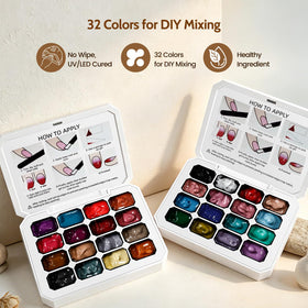 JODSONE color array top view displaying diverse gel shades for creative mixing